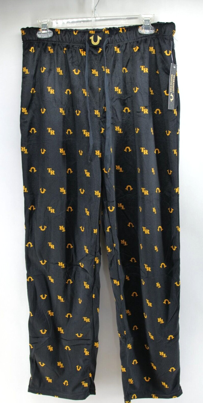 TRUE RELIGION Men's L LOUNGEWEAR FLEECE PANTS ALLOVER HORSESHOE PRINT LOGO